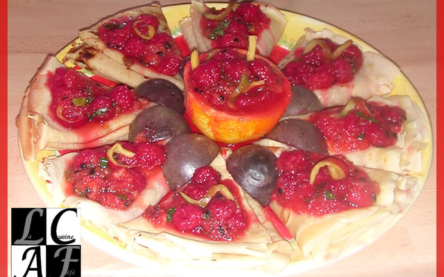 Crêpes vanillées aux saveurs de framboises & fruits de la passion