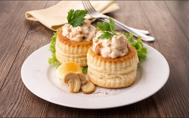 Vols au vent de poulet aux champignons