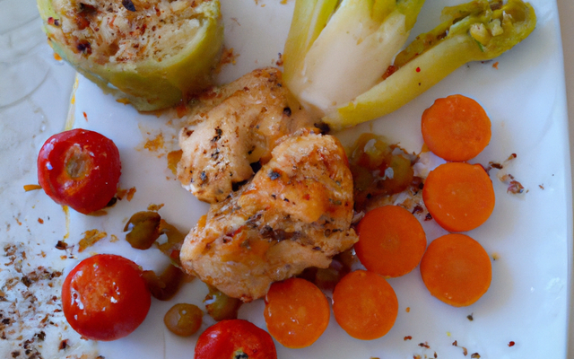 Émincé de poulet fermier d'auvergne Label Rouge et tian de légumes