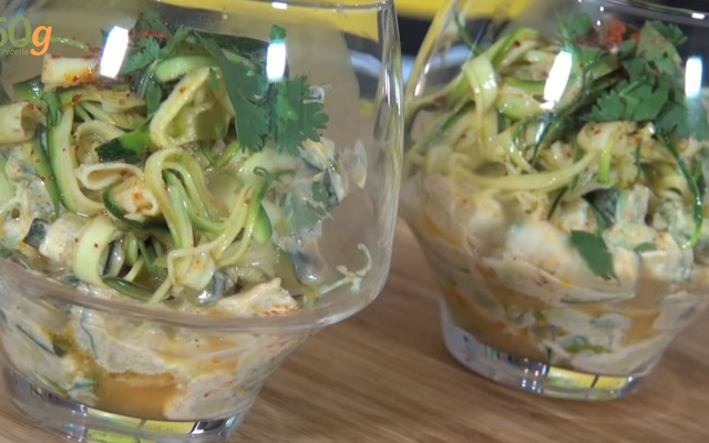 Verrines de courgettes crues et cuites
