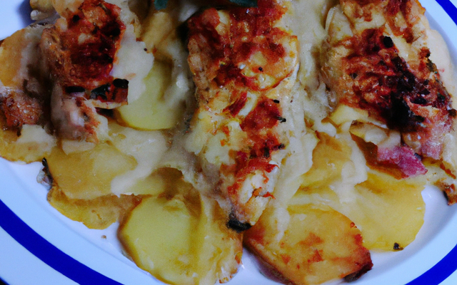 Gratin d'escalopes aux chicons et pommes de terre.