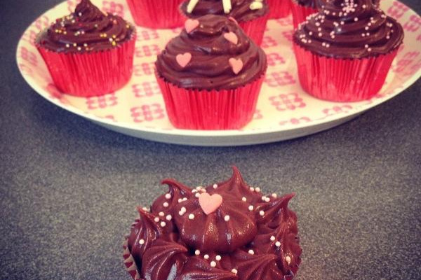 Cupcakes cœur Nutella glaçage chocolat