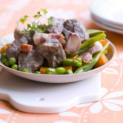 Joue de porc à la crème d'ail et au poiré