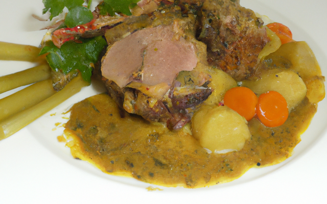 Carré d'agneau cajolé à la moutarde forte et saveurs du sud et son tian