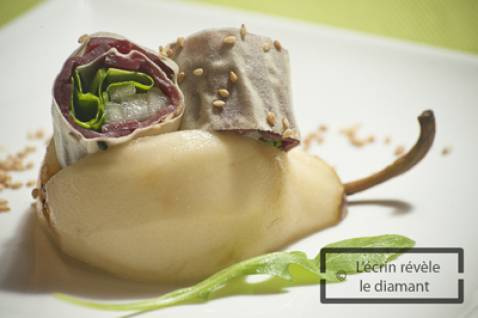 Makis canard poire roquette & cointreau