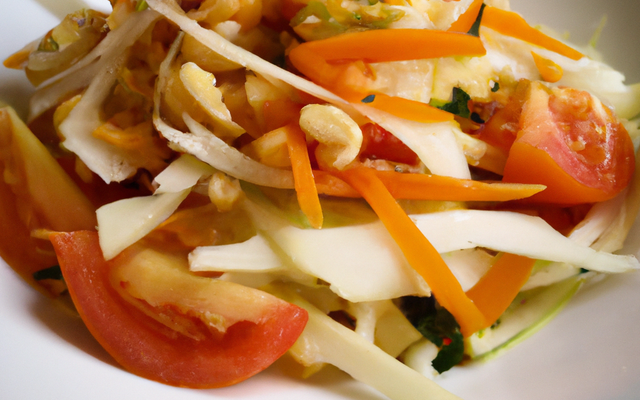 Salade thaï au chou blanc, à la tomate et à la papaye