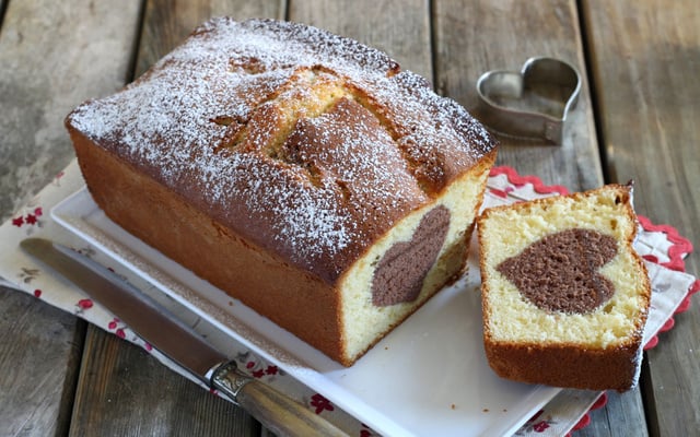 Cake vanille et son cœur au chocolat