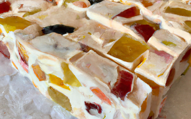 Nougat glacé aux fruits confits et nougatine