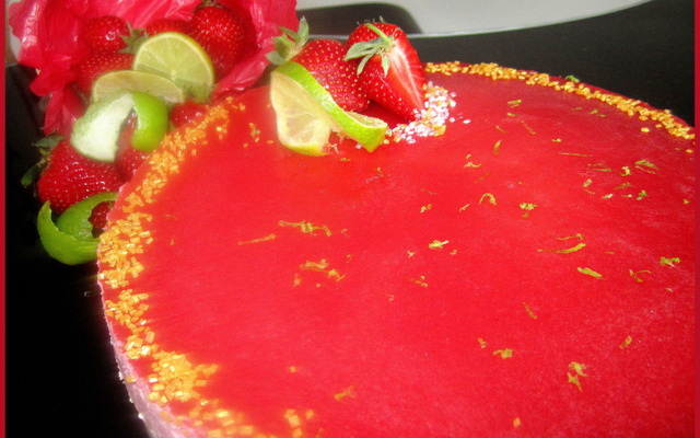 Bavarois citron-fraise insert citron vert-basilic