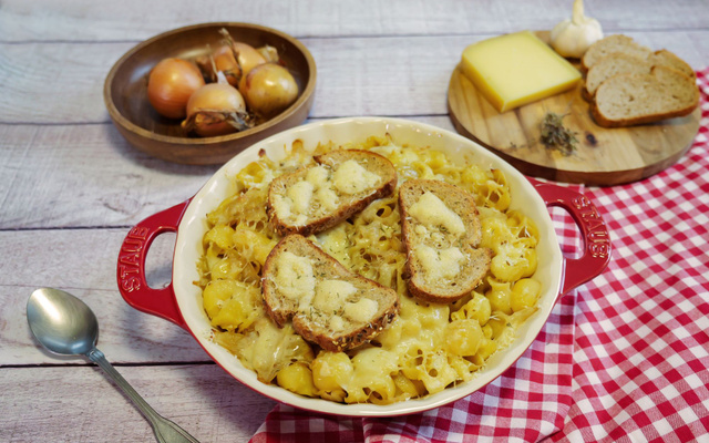 Pâtes façon soupe à l’oignon
