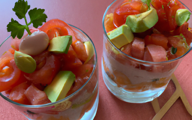 Verrines saumon avocat, tomates