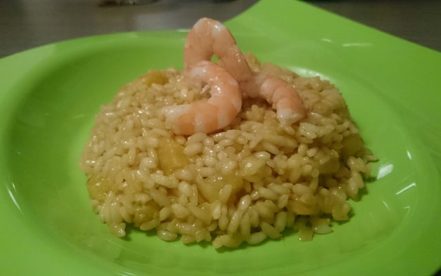 Risotto aux crevettes et ananas