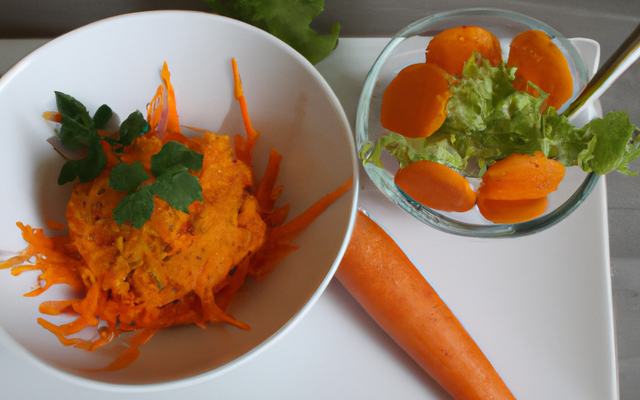 Sorbet carotte à la coriandre, croustillant de vermicelles et salade de carottes à l'orange