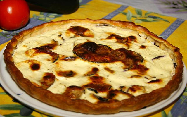 Tarte chèvre et aubergines