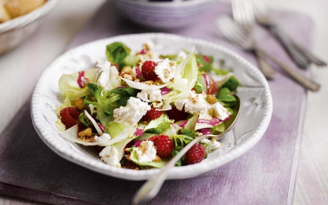 Salade de chèvre et framboises