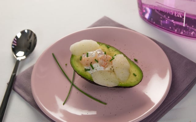 Avocat crevette et sorbet au citron vert