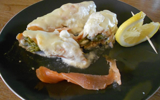 Asperges gratinées au saumon