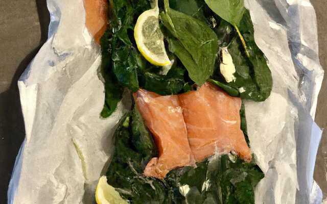 Papillote de saumon et épinards frais