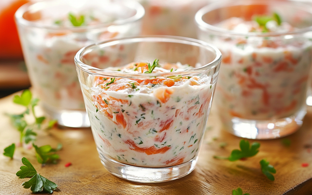 Verrine de surimi et saumon fumé