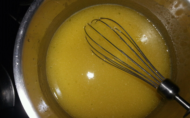 Filet de merlan à la moutarde et au poivrons