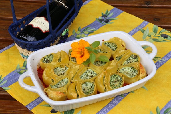 Conchiglioni giganti à la ricotta et aux épinards