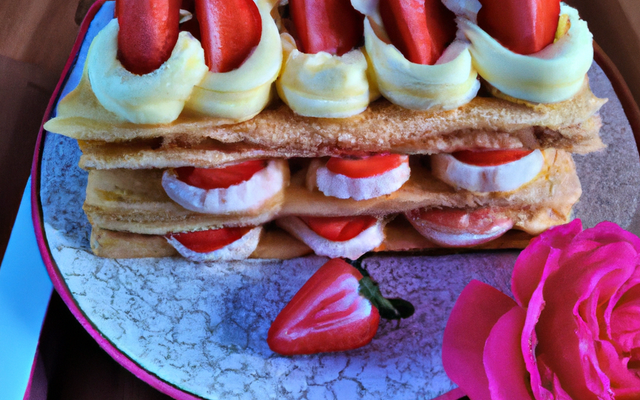 Millefeuilles aux fraises et crème à la rose