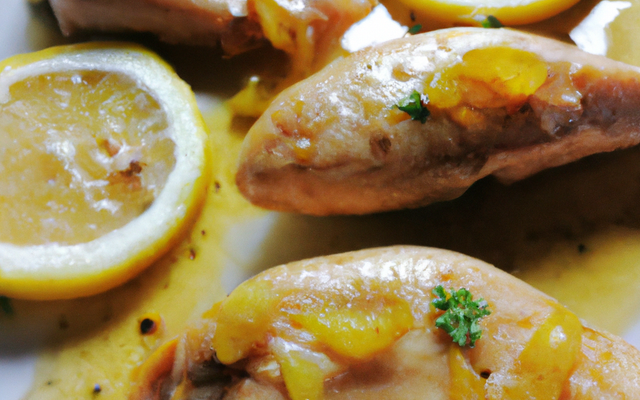 La lotte piquée à la citronnelle, laquée au vinaigre de cidre