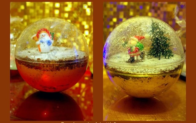 Boule de Noël dessert : mousse au choco-nutella sous un lit de biscuits chocolat