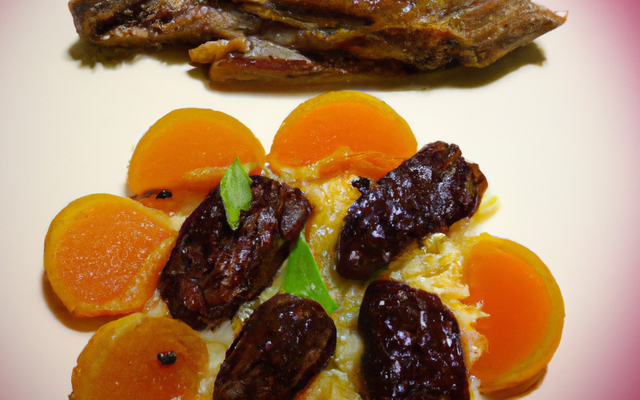 Magret de canard à l'escabèche, condiment de datte au citron confit