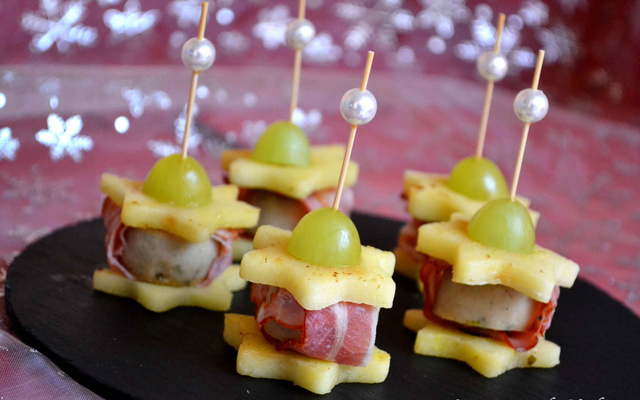 Bouchées aux pommes, boudin de Liège et lard fumé