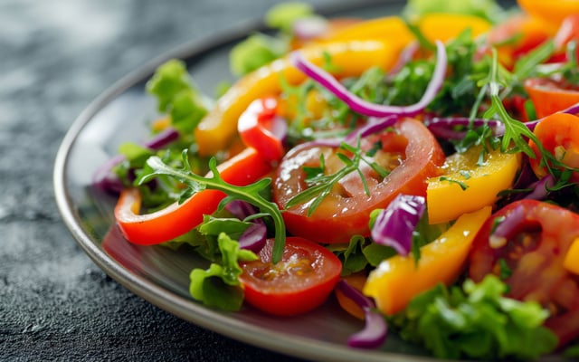 Salade laitue, tomates et poivrons