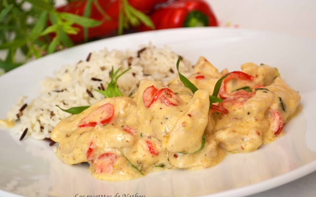 Poulet à la moutarde, estragon et poivron doux du Chili