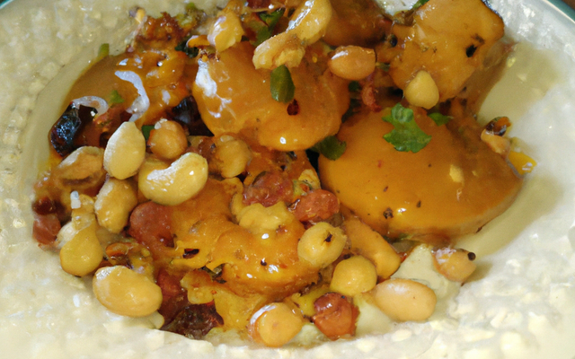 Poulet épicé aux noix de cajou et amandes