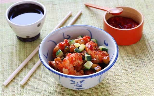 Crevettes sautées épicées