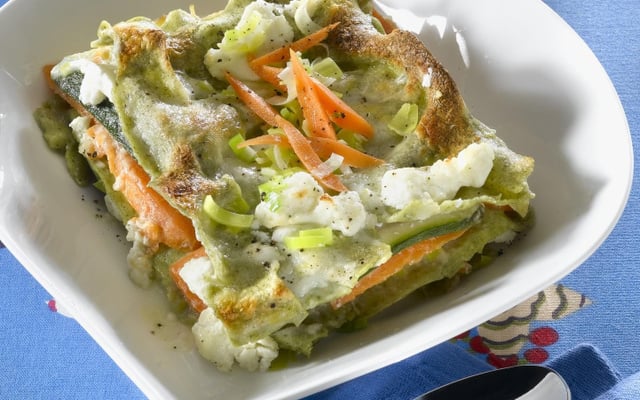 Lasagnes de saumon aux poireaux, sauce St Môret