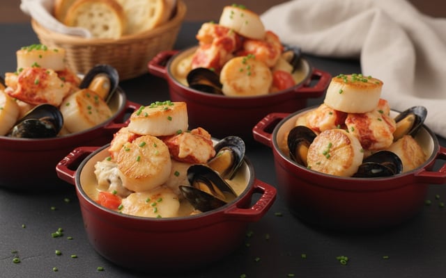 Cassolettes de Saint-jacques et homard