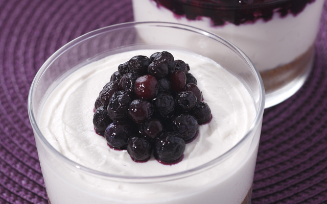 Transparence de cheesecake aux myrtilles sauvages du Canada