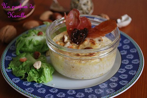 Soufflés au chèvre, au bacon et aux tomates confites...