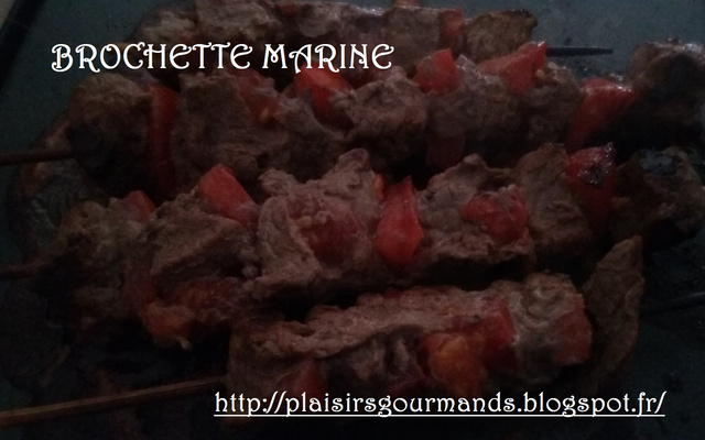 Brochette au bœuf marinée accompagnée de tomate