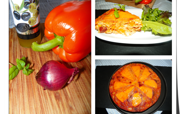Quiche sans pâte chorizo, poivron et mimolette