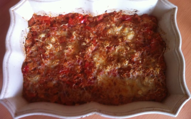 Gratin de thon aux poivrons et tomates