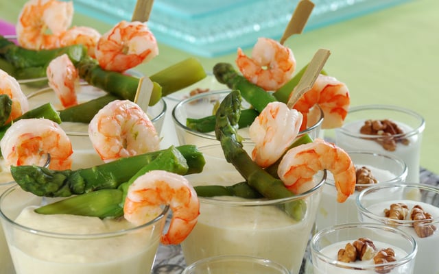 Verrine d'asperges crevettes