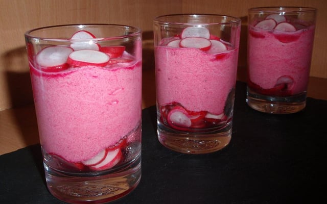 Mousse de betterave rouge et radis rose