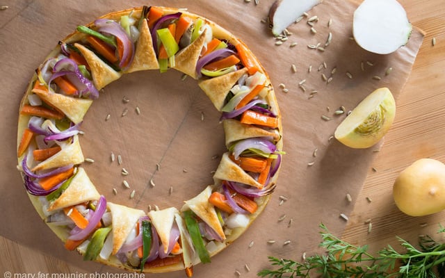 Couronne de légumes bio de printemps sans gluten