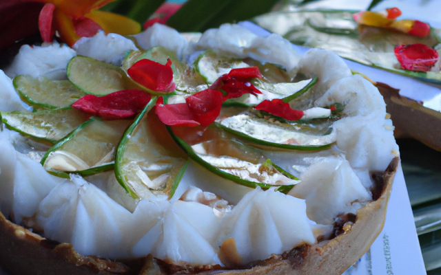 Tarte aux litchis sur crème d' amande coco