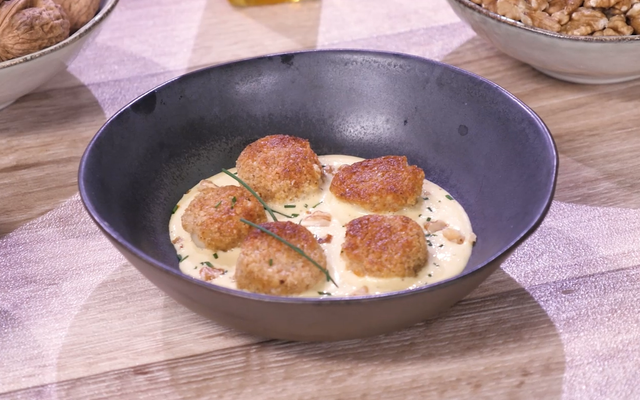 Noix de Saint-Jacques en croûte de Noix du Périgord AOP et sa crème au safran