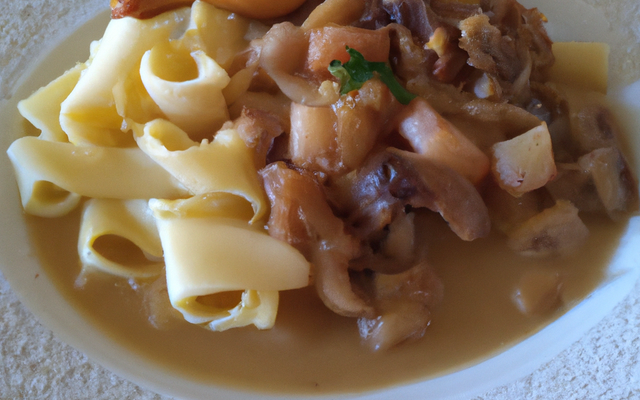 Matelotte de poule et calamars pâtes aux chanterelles