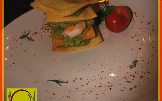 Mille feuille d'avocats aux Gambas