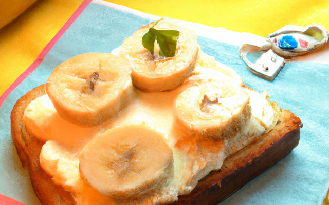 Tartine de fourme d'ambert sur son lit de banane