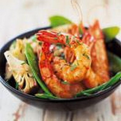 Salade de crevettes aux pois gourmands